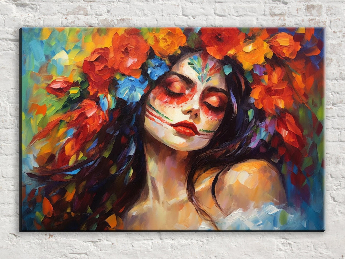 Vibrant Floral Portrait Digital Art