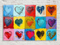 Vibrant Hearts Grid Digital Artwork
