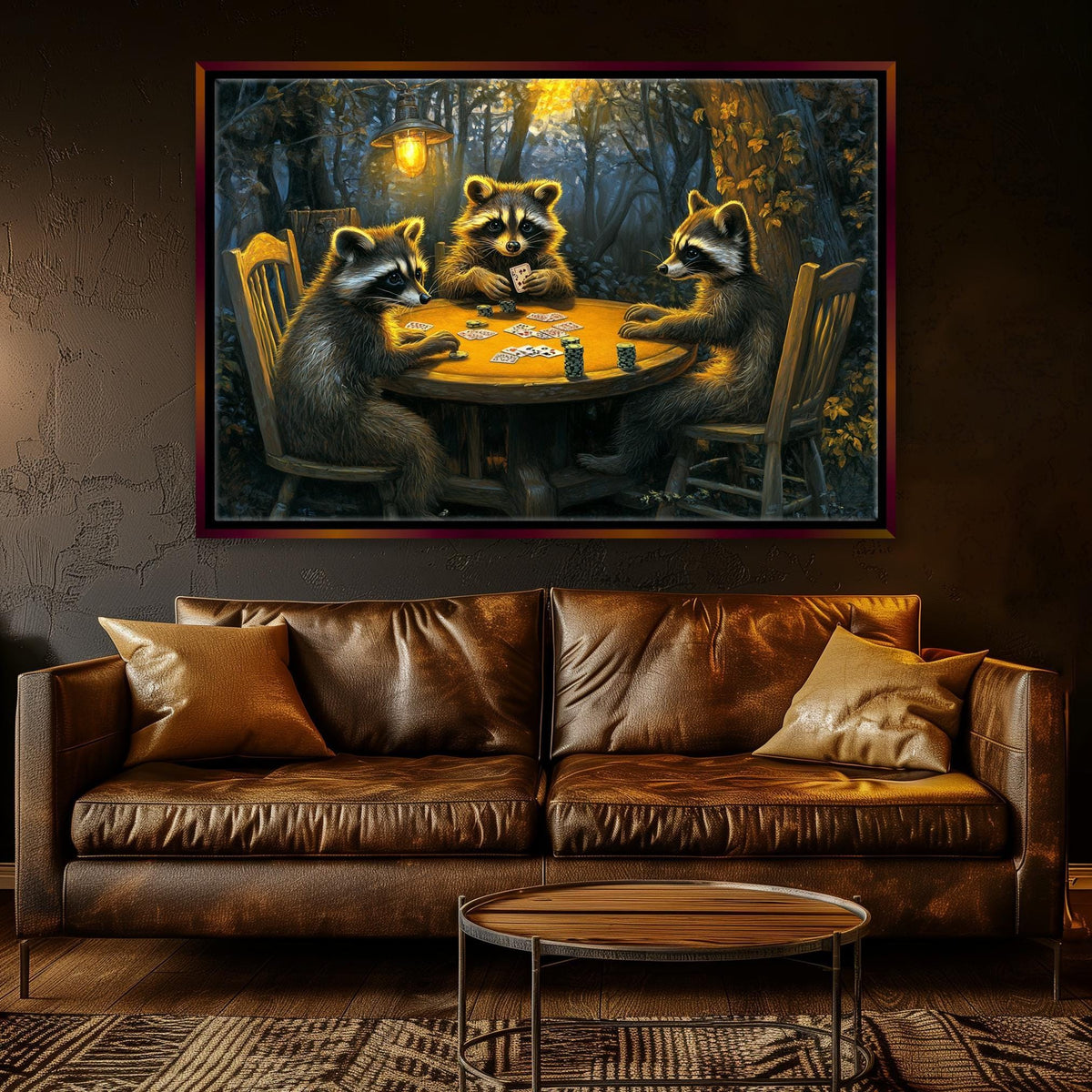 Poker Night Raccoons Digital Artwork