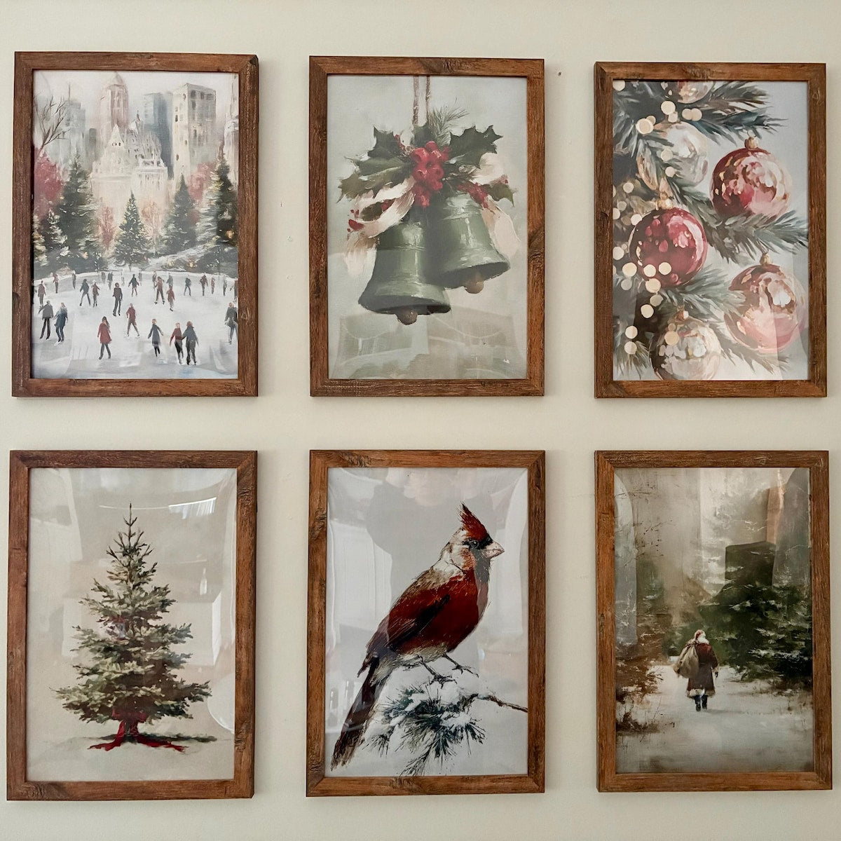 Vintage Christmas Wall Art Gallery Set