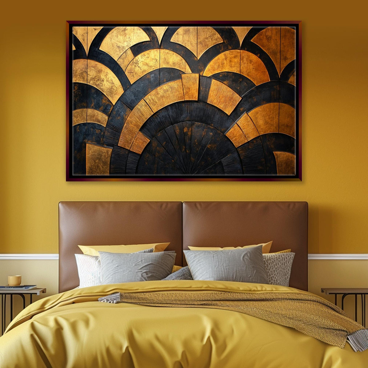 Golden Art Deco Geometric Waves Digital Download