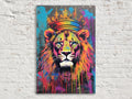 Neon Crown Lion Digital Artwork