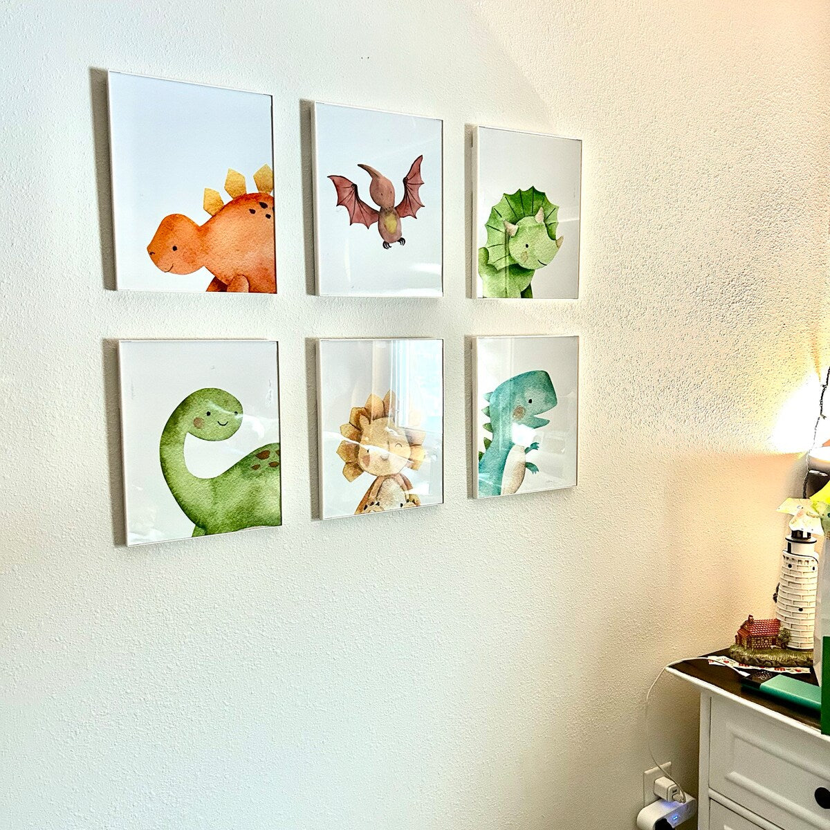 Watercolor Dinosaur Nursery Art Set of 6