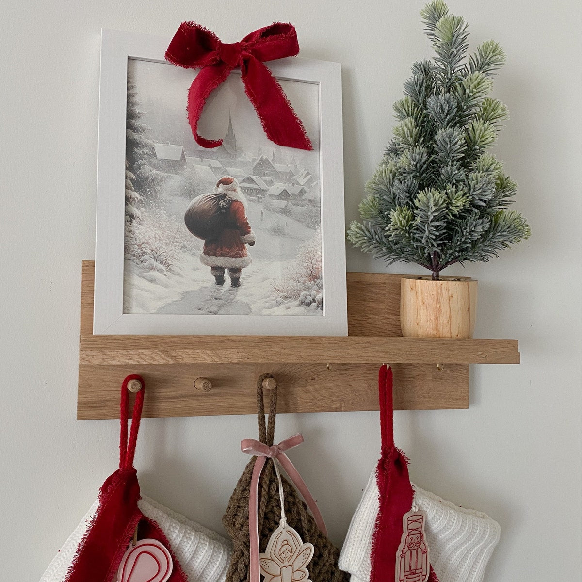 Santa Walking in Winter Village Digital Art