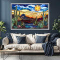 Desert Sunset Stained Glass Digital Art