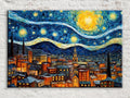 Starry Night Over Town Digital Artwork