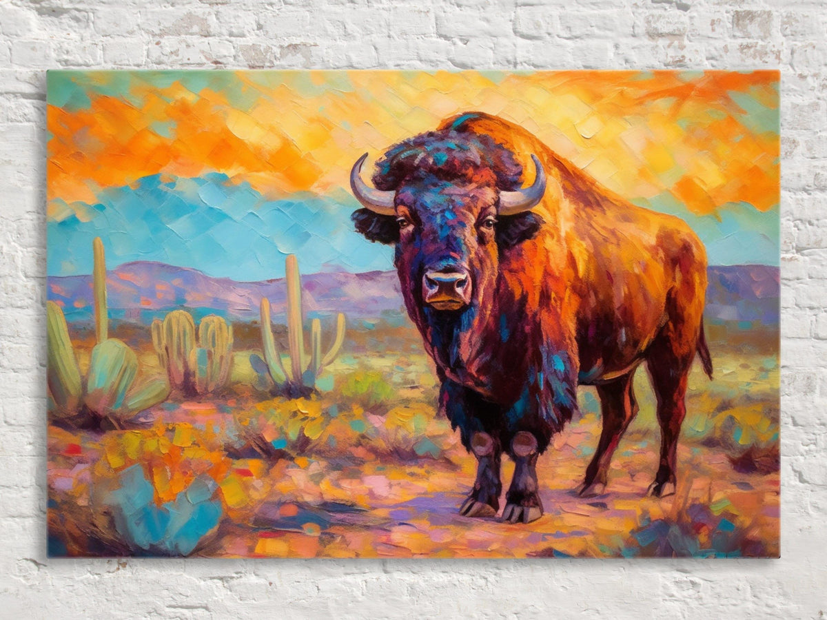 Vibrant Desert Bison Digital Art