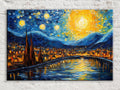 Starry Night Over River Digital Artwork