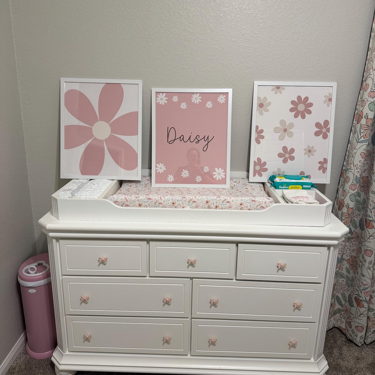 Pink Daisy Nursery Gallery Wall Digital Download Set