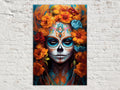 Vibrant Sugar Skull Woman Digital Art