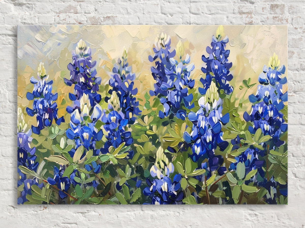 Bluebonnet Meadow Impasto Digital Artwork