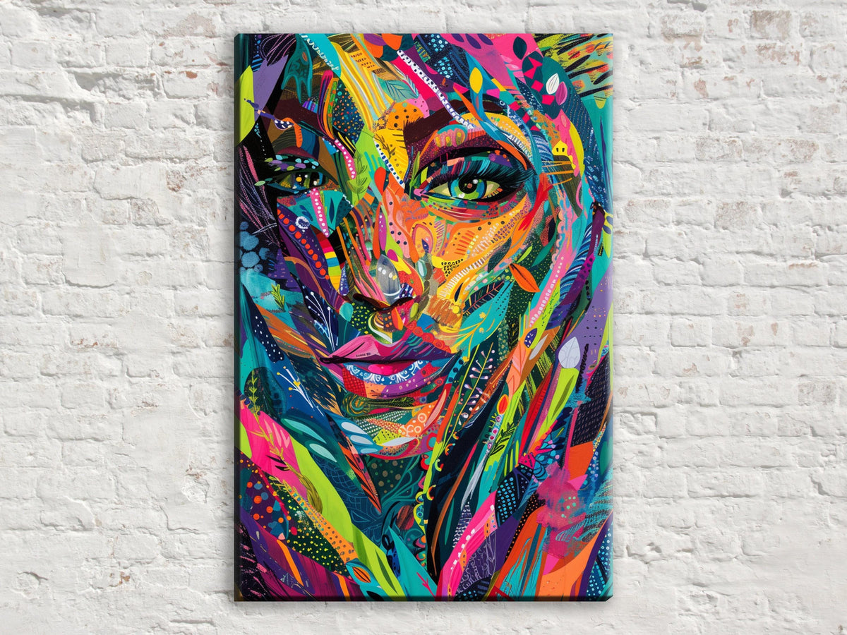 Vibrant Abstract Woman Portrait Digital Art