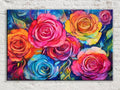 Vibrant Rainbow Roses Digital Artwork