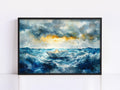 Watercolor Paper Boat on Stormy Ocean Digital Art