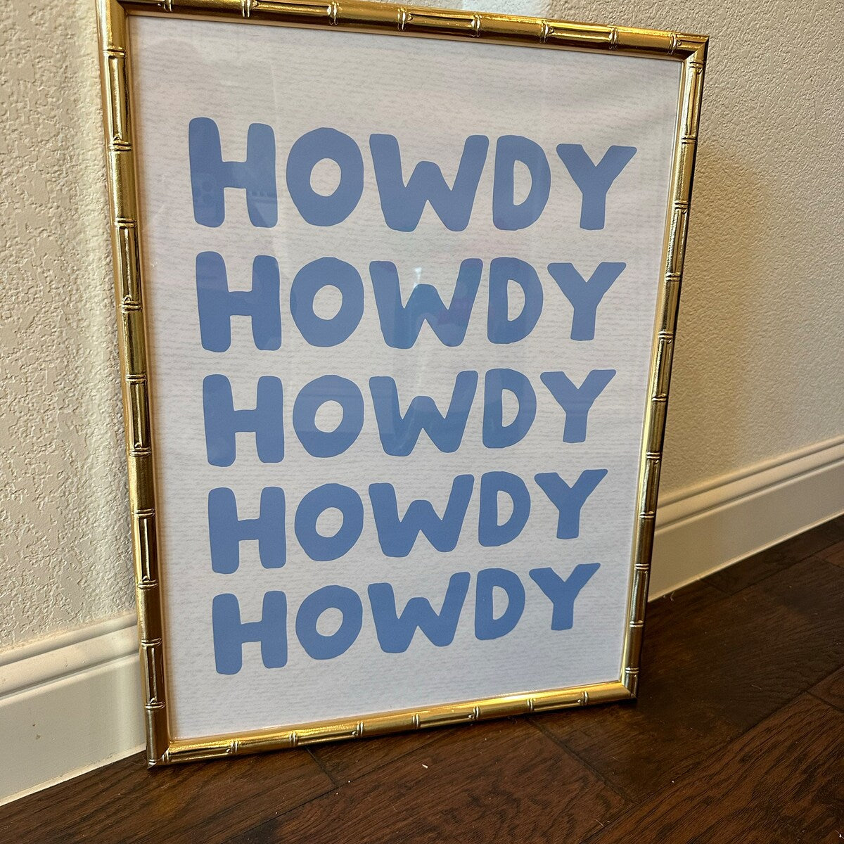 Howdy Howdy Blue Typography Digital Print