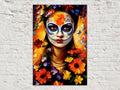 Vibrant Sugar Skull Woman Digital Art