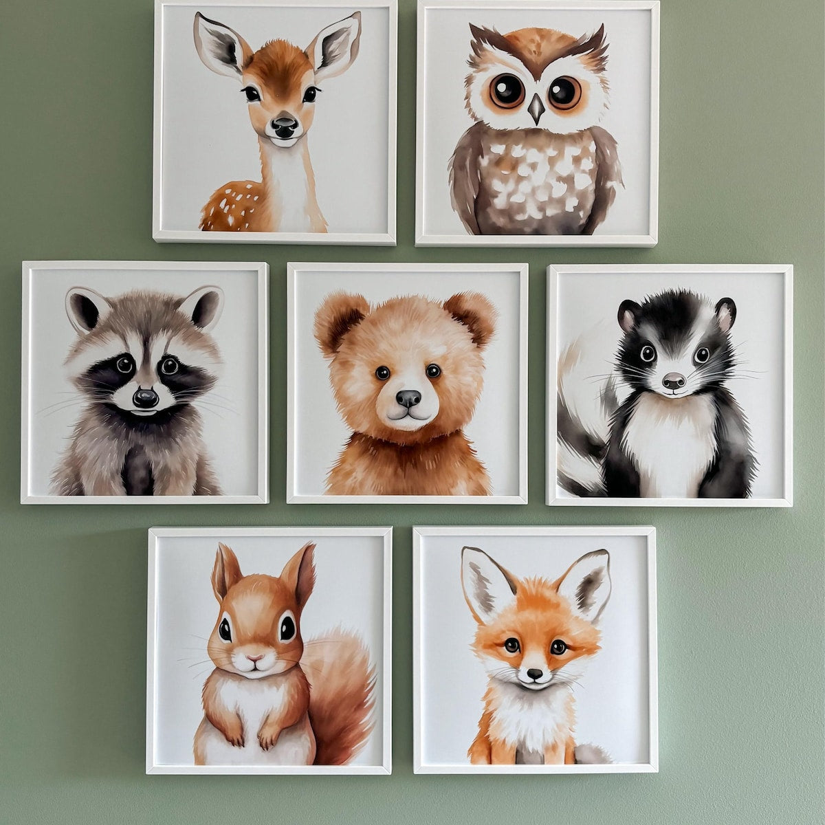 Watercolor Woodland Baby Animals Digital Art Collection