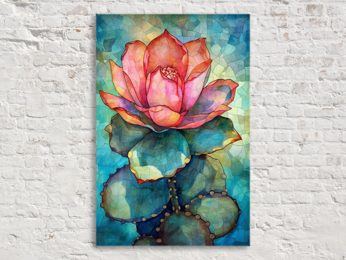Stained Glass Succulent Bloom Digital Art