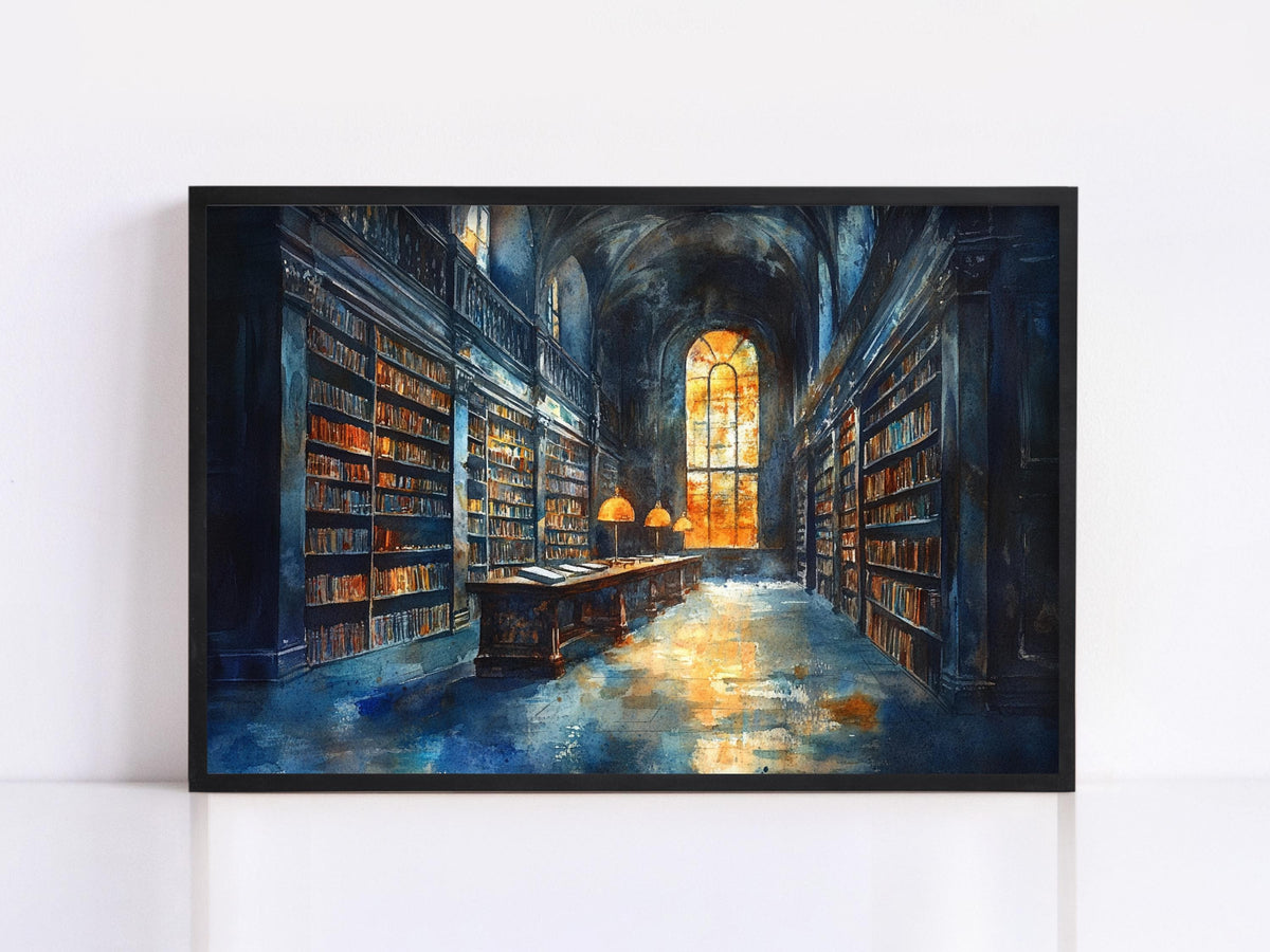 Enchanted Library Watercolor Digital Art