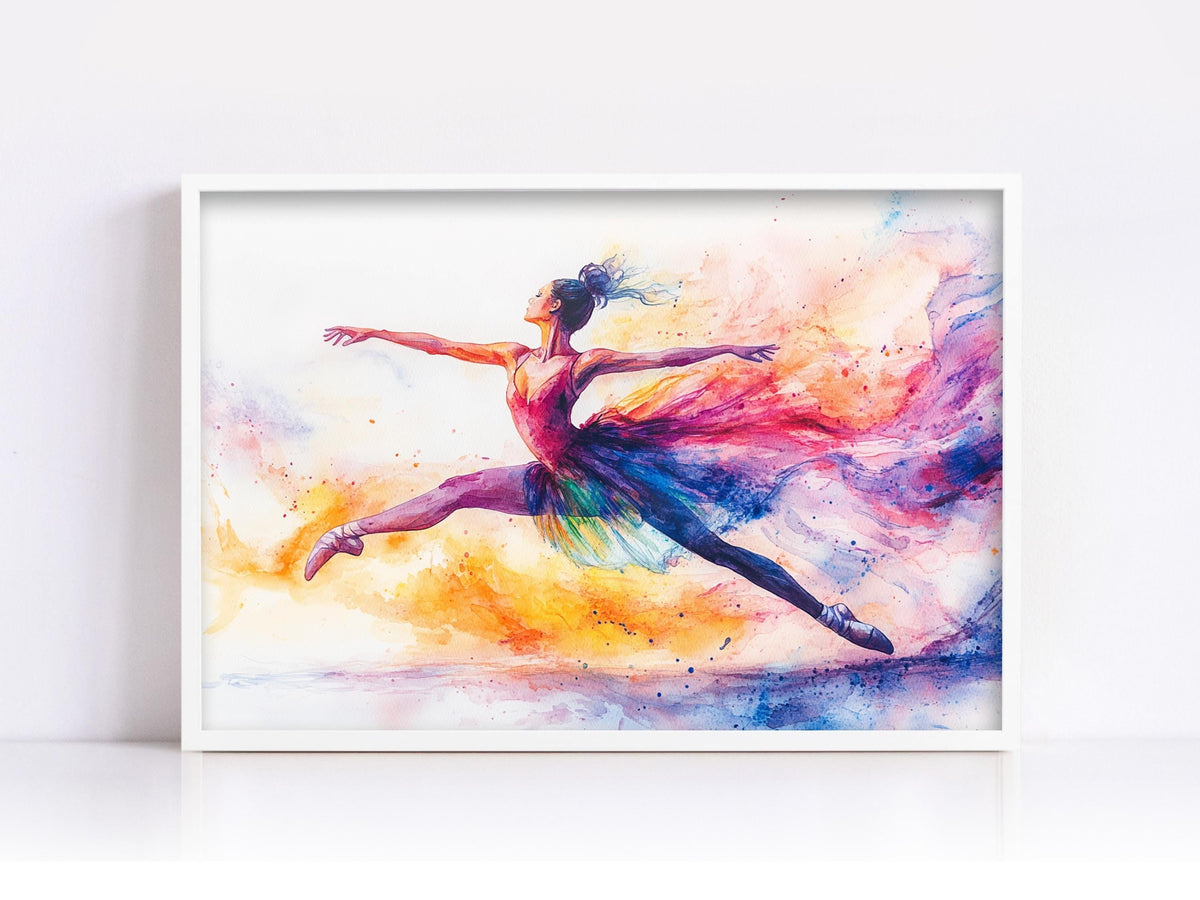 Watercolor Ballerina Leap Digital Art