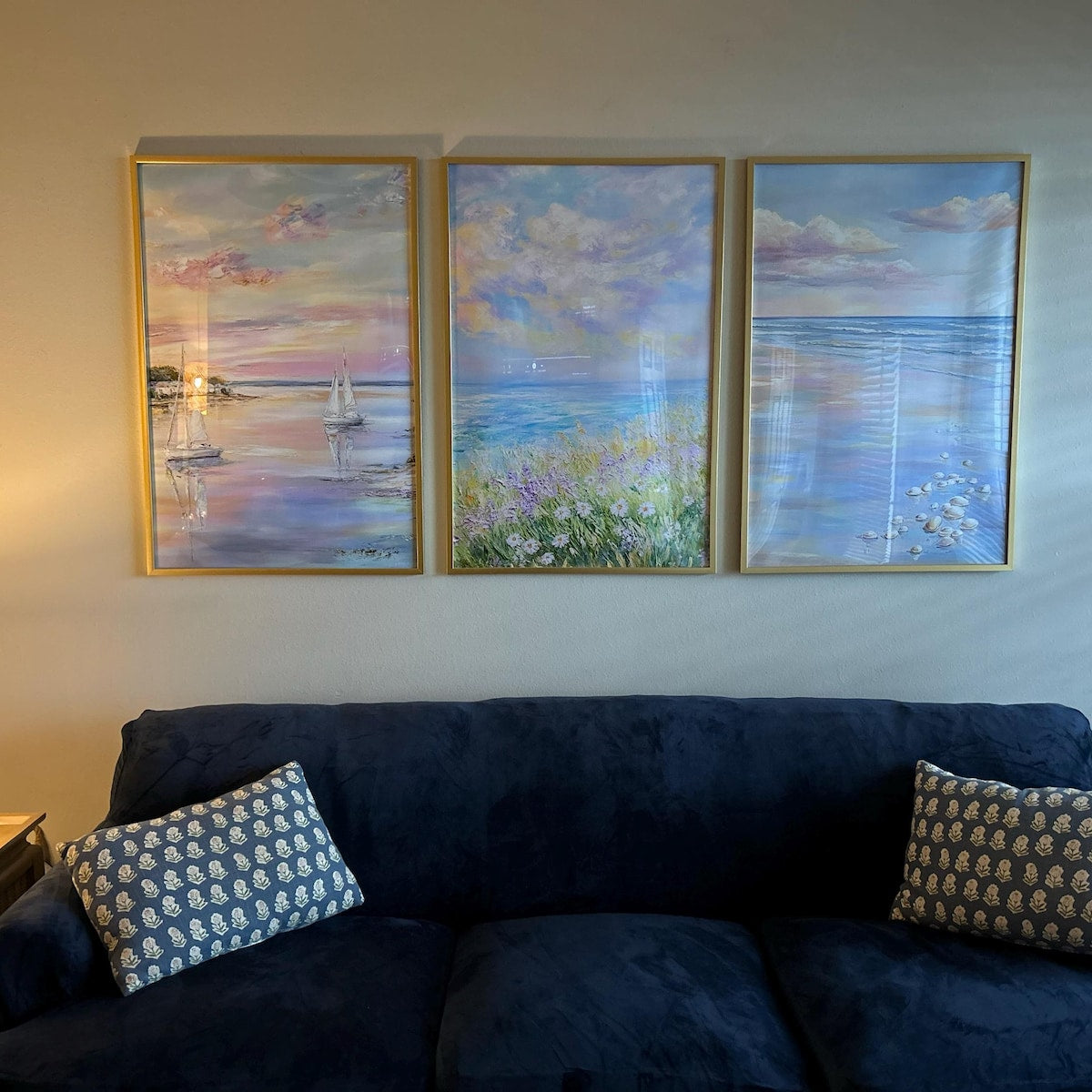Coastal Serenity Triptych Digital Artwork
