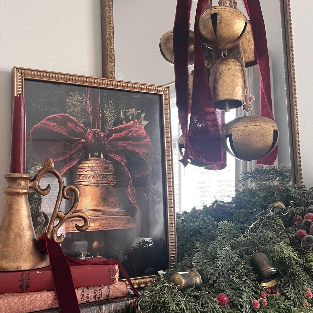 Vintage Christmas Bell Digital Art Print