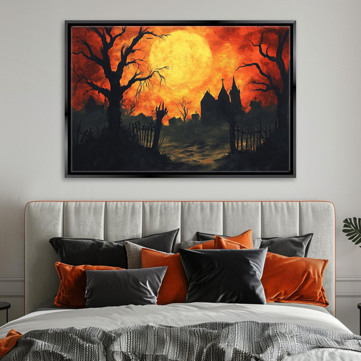 Eerie Halloween Moonlight Cemetery Digital Artwork