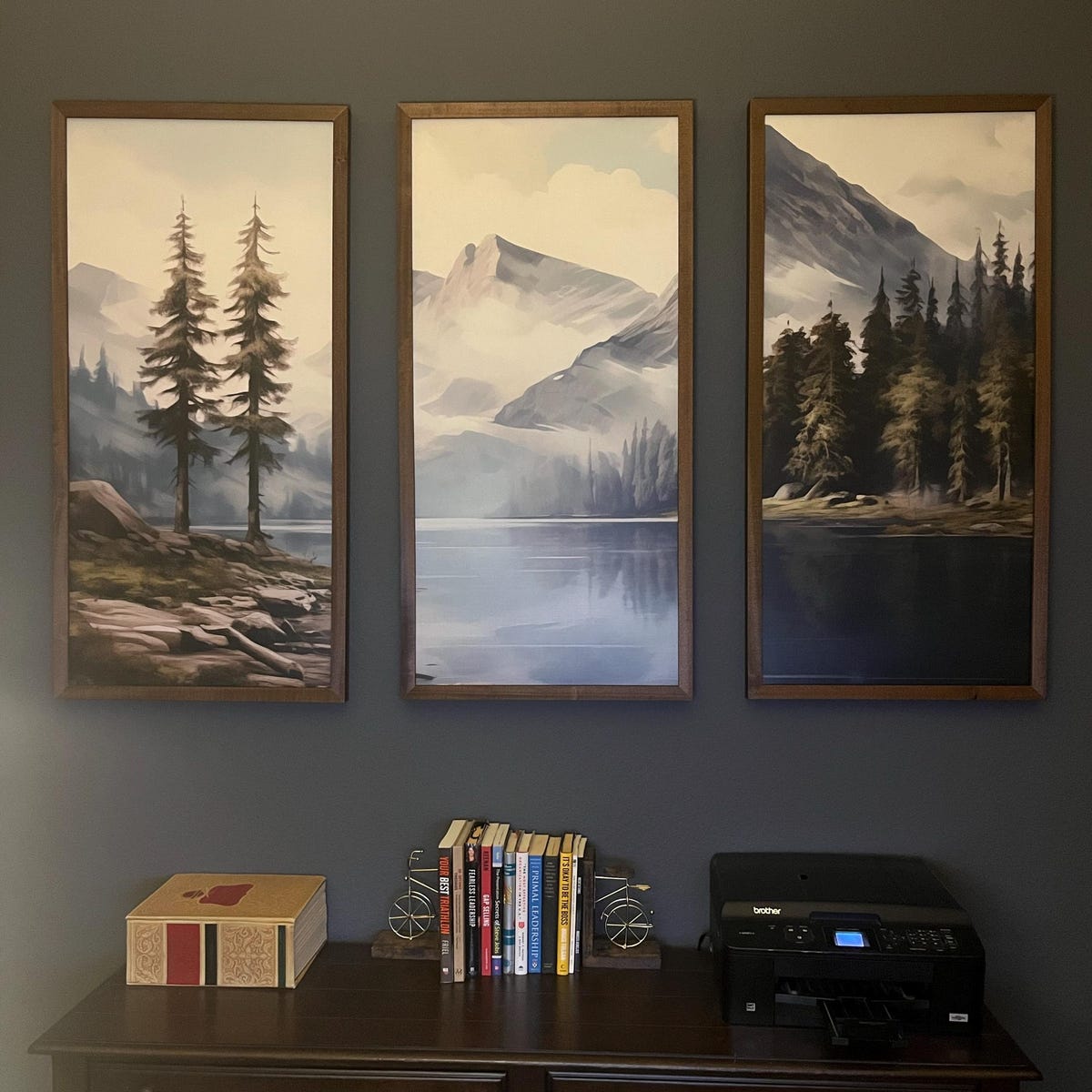 Mist and Mountain Triptych Digital Artwork