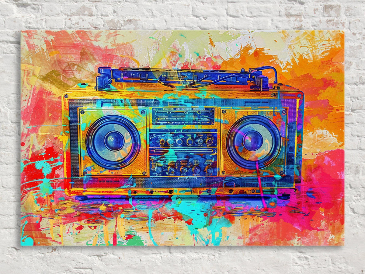 Vibrant Retro Boombox Digital Artwork