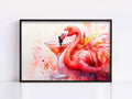 Watercolor Flamingo Sipping Cocktail Digital Art