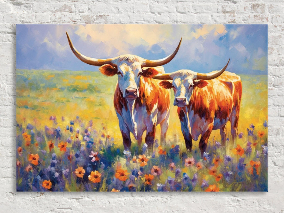 Rustic Longhorn Meadow Digital Art