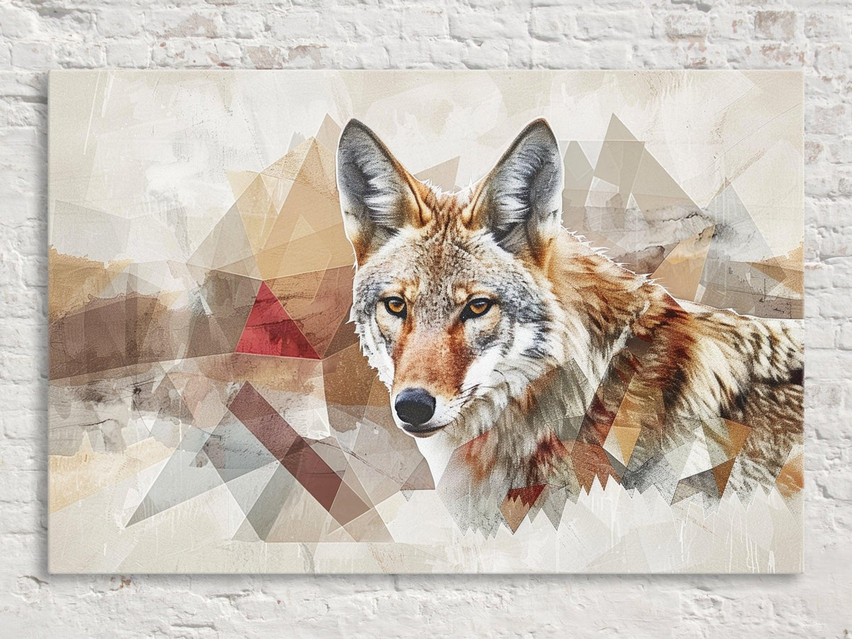 Geometric Coyote Wilderness Digital Artwork