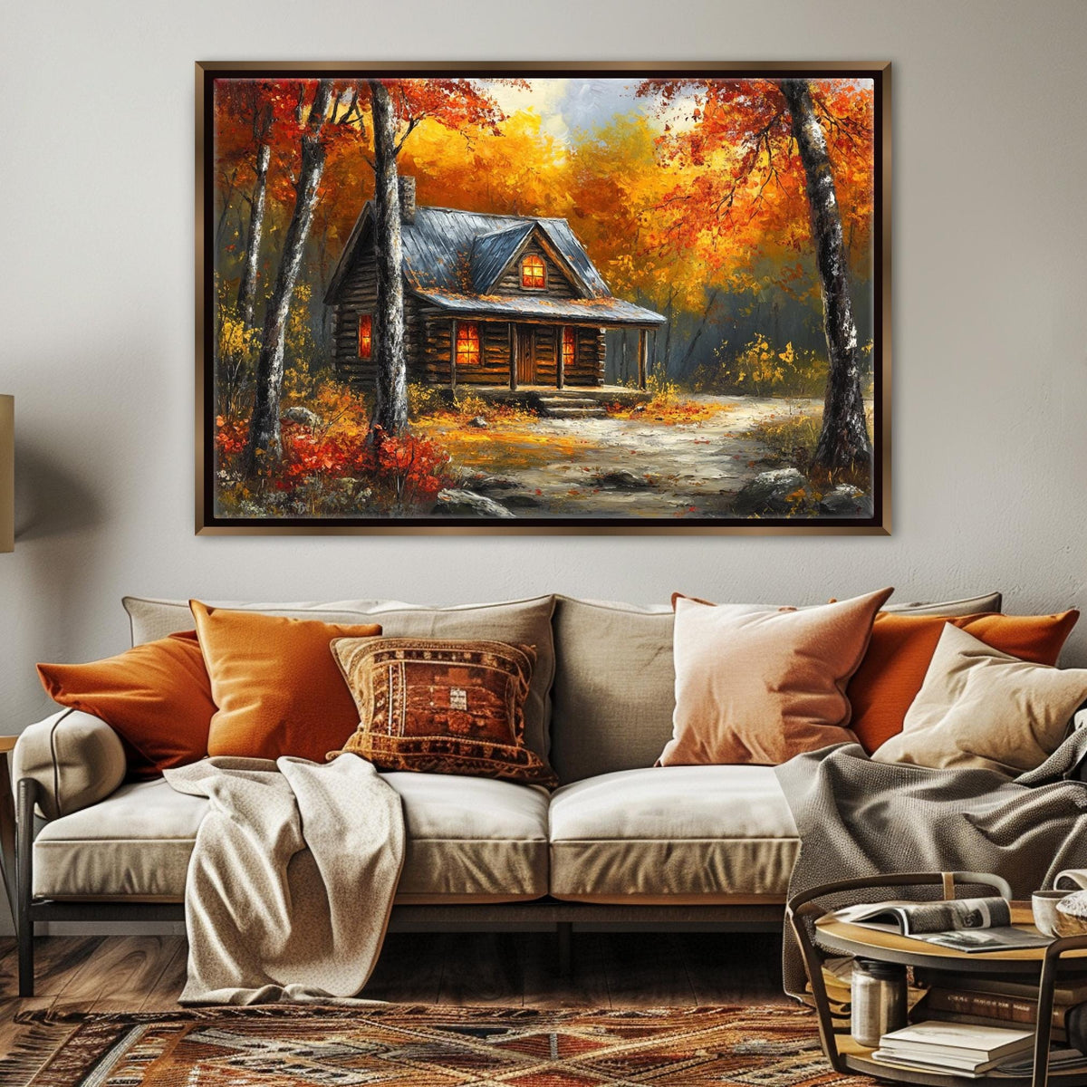Autumn Cabin in the Woods Digital Art
