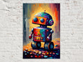 Vibrant Retro Robot Digital Art