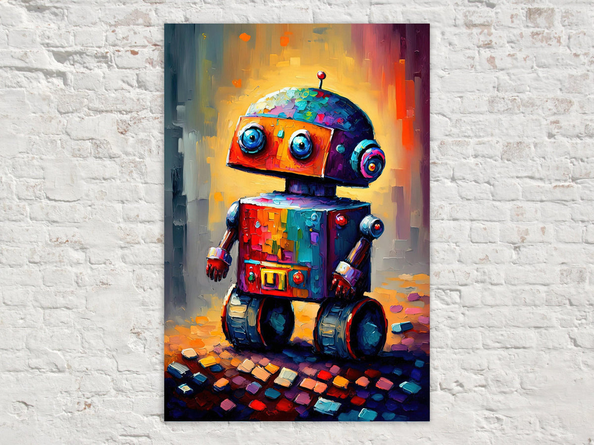Vibrant Retro Robot Digital Art