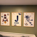 Watercolor Space Nursery Wall Art Trio